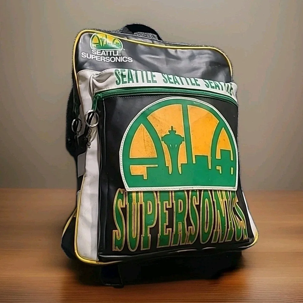 Vintage Rare Seattle Super‎ Sonics Team NBA Player Backpack 1980 1990s